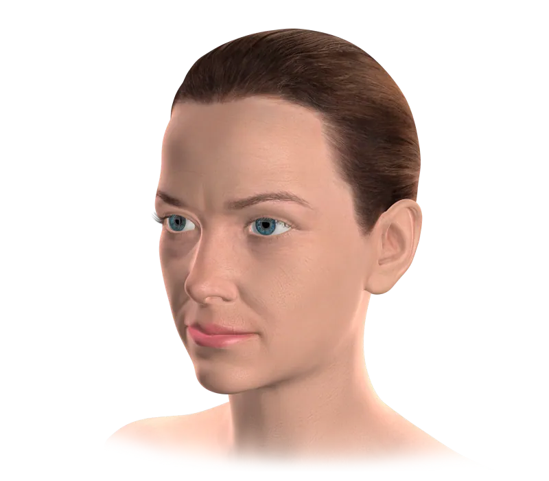3D illustration of a calm patient's face
