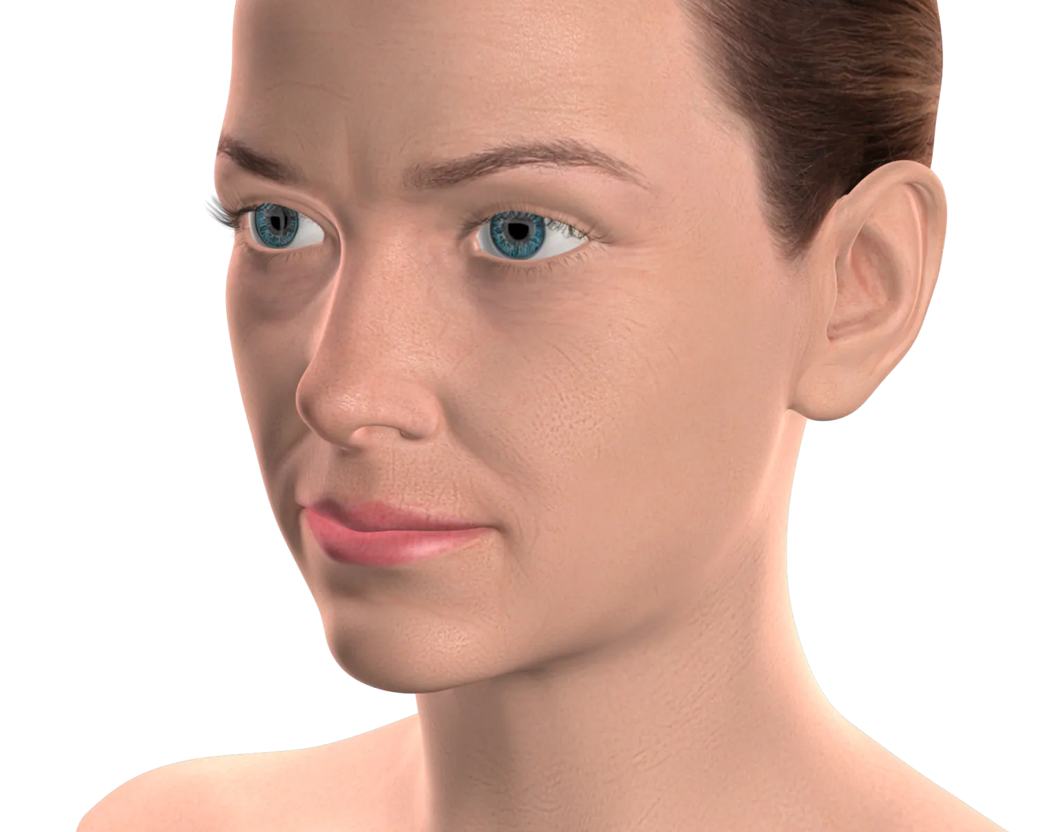 3D illustration of a calm patient's face
