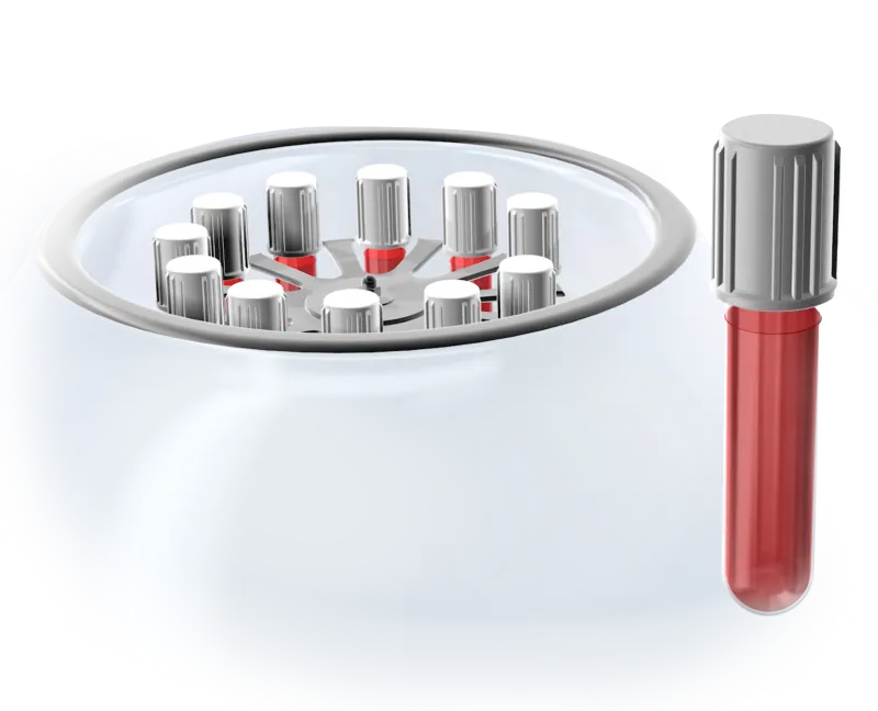 3D illustration of a centrifuge and blood tube for PRP and PRF