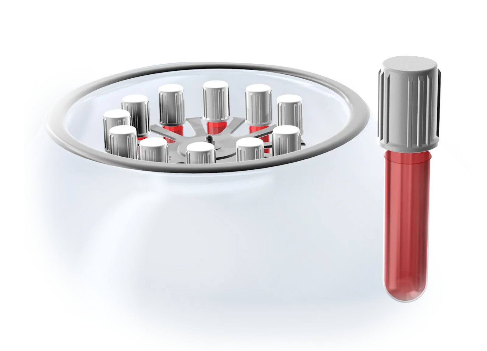 3D illustration of a centrifuge and blood tube for PRP and PRF