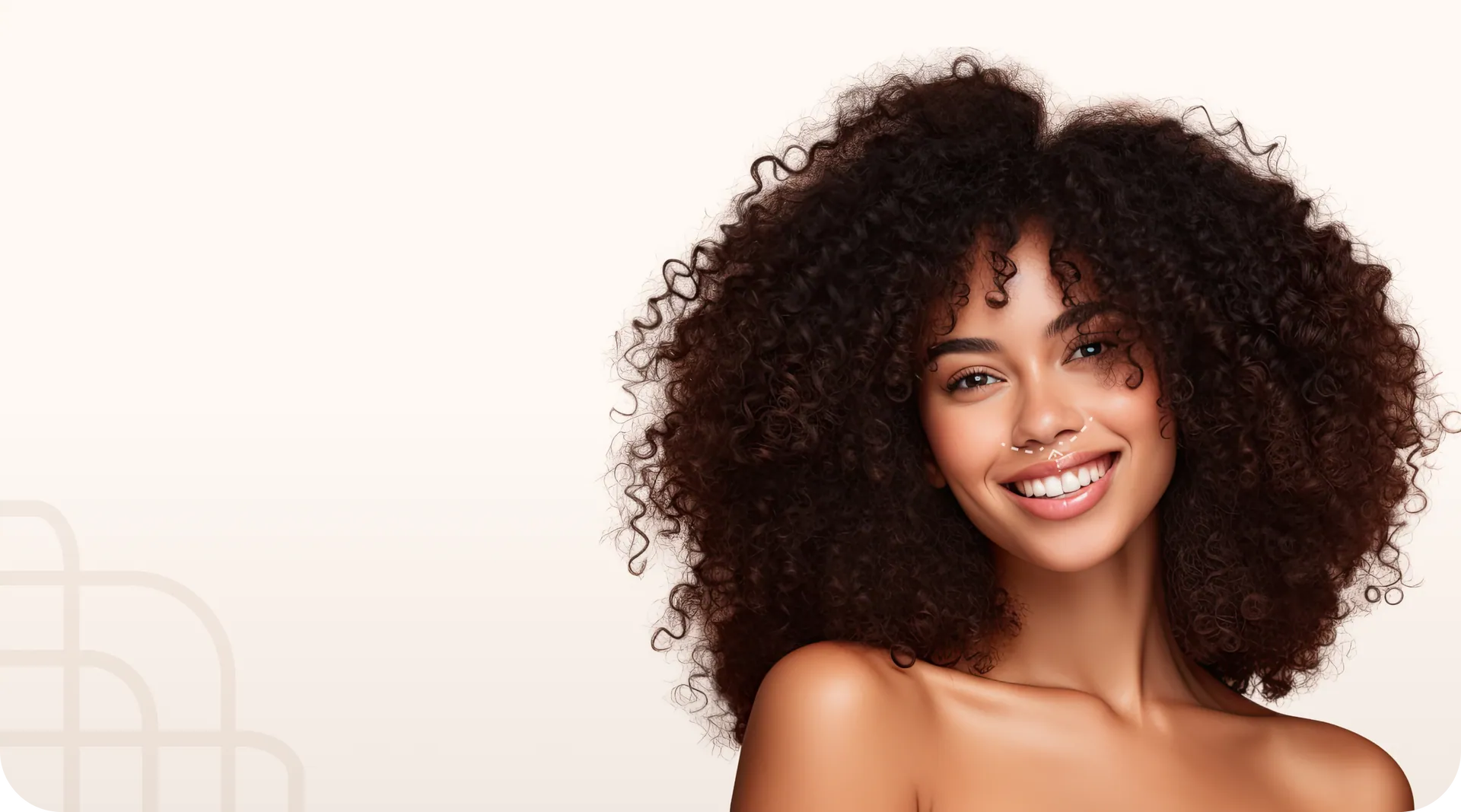 Smiling woman with full lips, lip lift and enhancement